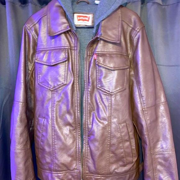 Levi’s Hooded Leather Jacket - Picture 1 of 3